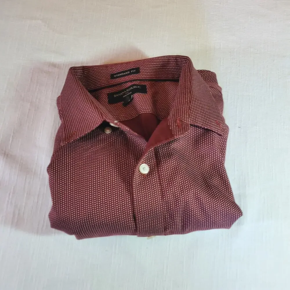 Banana Republic Mens Shirt XL Extra Large Maroon Long Sleeve Button Up Dress Top